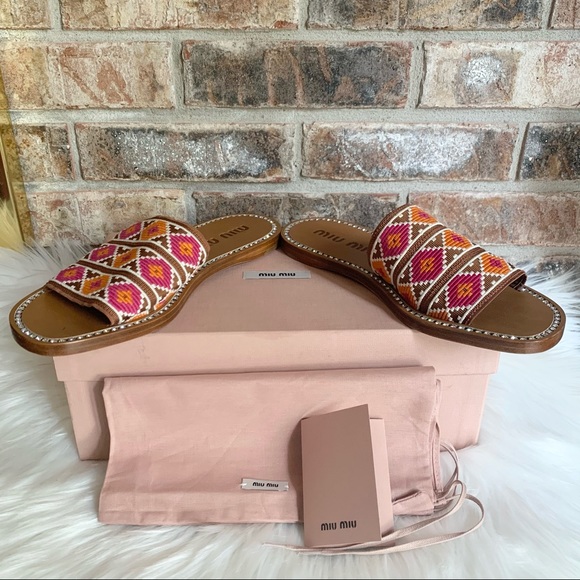 MIU MIU Calzature Donna Embroidery Slide Sandal 6 - Picture 6 of 15